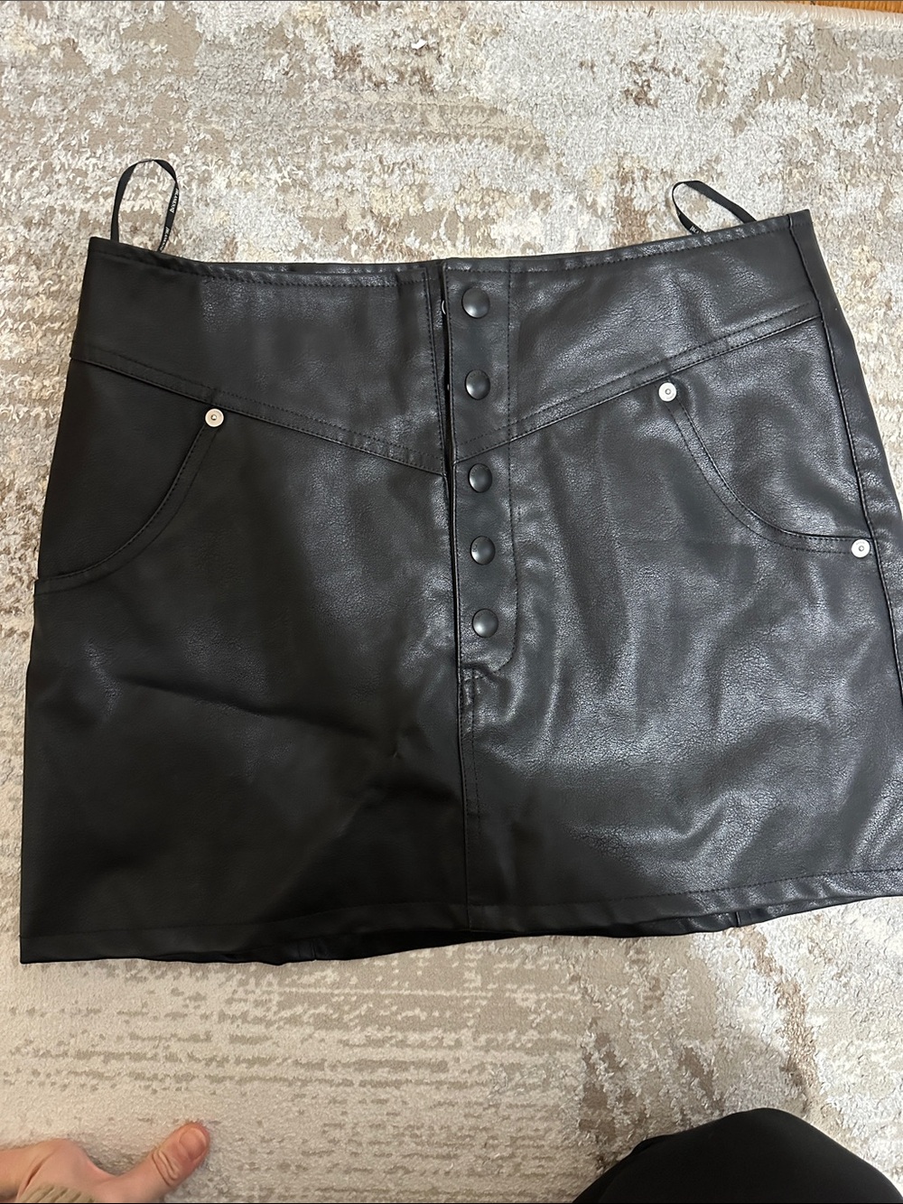 Blank NYC Black Faux Leather Button-Front Mini Skirt